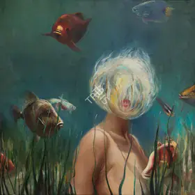 Bhattacharjee, Bikash (Artist). In Aquarium, 1979 | Painting