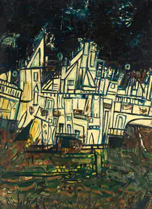 Souza, F.N. (Artist). Untitled (Nightscape), 1961 | Painting