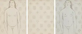 Souza, F.N. (Artist). Untitled (Nude Studies in Decorative Ground), 1956 | Painting