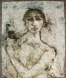 Naqsh, Jamil (Artist). White Woman And Pigeon, 1968 | Painting