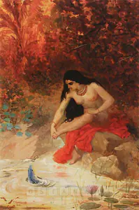 Gerhardt, P. (Artist). Girl Bathing At A Stream, 1898 | Painting