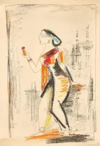 Hebbar, K.K. (Artist). Dancer, 1988 | Painting