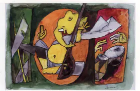 Husain, M.F. (Artist). Ganesha Table Singer, n.d. | Painting