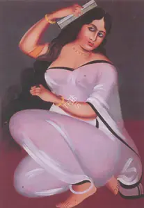 Kalighat School (Artist). A Woman Combing her Hair, c.1920 | Painting