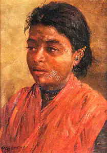 Bomanji, Pestonji (Artist). A Village Belle, n.d. | Painting
