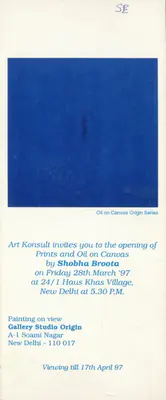 Broota, Shobha (Artist). Prints and Oil on Canvas, 1997 | Solo Exhibition Invitation | 00859948