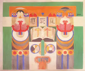 Gujral Satish Artist Abstract Oil on canvas 1971 Painting FineArts 00371230