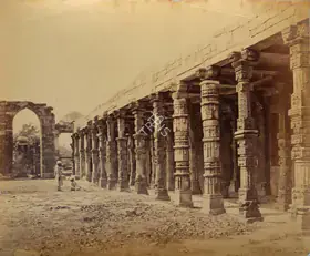 Bourne, Samuel (Photographer). Chausath Khamba or Sixty-Four Pillars, Qutub Minar, Delhi, Mid 1860s | Antiquarian Photograph
