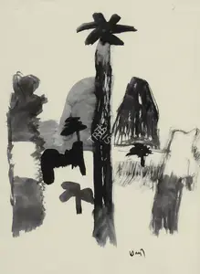 Subramanyan, K.G. (Artist). Untitled (Village near Bolpur), 1996 | Painting