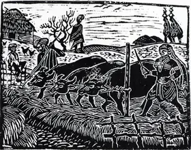 Chittaprosad (Artist). Thrashing in a Warli Village, n.d. | Painting