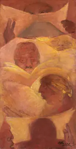 Khanna, Krishen (Artist). Untitled (Newspaper Readers), 2019 | Painting