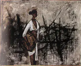 Prabha, B. (Artist). Fisher Girl with Net, c.1960 | Painting