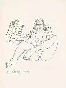 Souza, F.N. (Artist). Untitled (Mother and Child), 1975 | Drawing