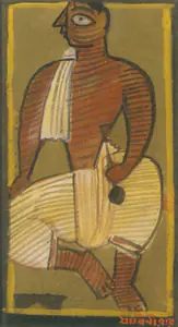 Roy, Jamini (Artist). Seated Man, n.d. | Painting