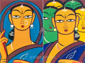 Roy, Jamini (Artist). Lady with Nose Ring, n.d. | Painting