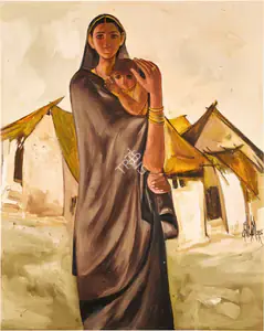 Prabha, B. (Artist). Untitled (Mother and Child), 1988 | Painting