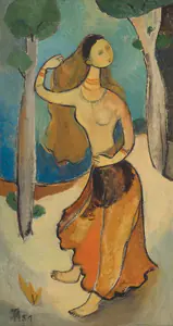 Appasamy, Jaya (Artist). Woman with Flower, 1959 | Painting