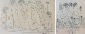 Sadequain (Artist). Three Women At Their Toilet, 1964 | Drawing
