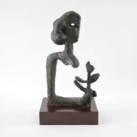Chaudhuri, Sankho (Artist). Lady with Plant, n.d. | Sculpture