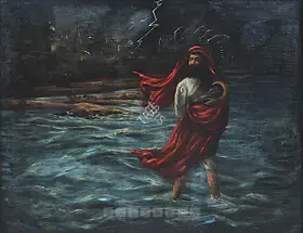 Bandopadhyay, Bamapada (Artist). Vasudeva Carrying Krishna At Birth, early 20th Century | Painting