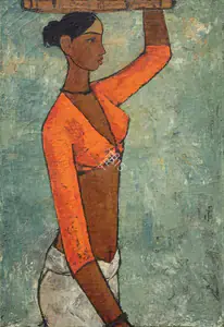 Prabha, B. (Artist). Fisherwoman, 1961 | Painting