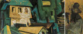Gade, H.A. (Artist). Houses (Front) & Woman (Verso), 1950, 1953 (verso) | Painting