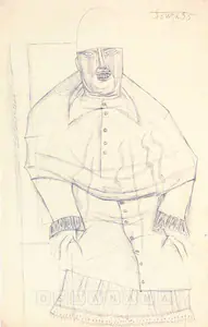 Souza, F.N. (Artist). Untitled (The Pope), 1955 | Drawing