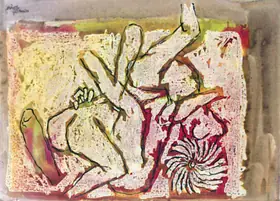 Husain, M.F. (Artist). Untitled (Lovers), 1972 | Painting