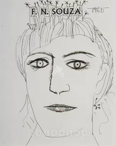 Souza, F.N. (Artist). Head Of A Woman Wearing A Crown, 1960 | Drawing