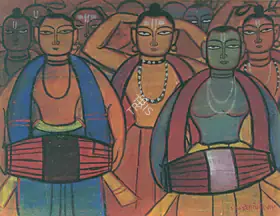 Roy, Jamini (Artist). Santhal Drummers, 1934 | Painting