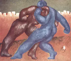 Pal, Pran (Artist). The Wrestlers, n.d. | Painting