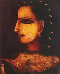 Bhowmick, Ashok (Artist). Face of a lady, n.d. | Painting