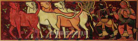 Roy, Jamini (Artist). Krishna And Balaram With Cattle, n.d. | Painting
