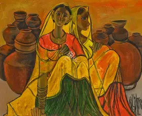Prabha, B. (Artist). Untitled (Potter Women), 1991 | Painting