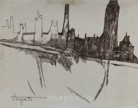 Souza, F.N. (Artist). Townscape, 1955 | Drawing