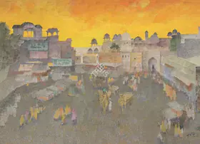 Bendre, N.S. (Artist). Untitled (View of Mandu), 1982 | Painting
