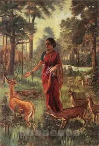 School of Raja Ravi Varma (Artist). Sita With The Golden Deer, n.d. | Painting