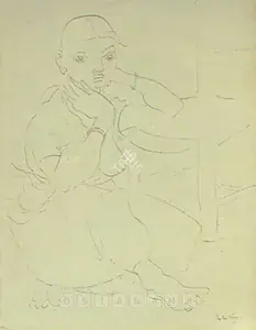 Daraniyagala, Justin P. (Artist). Lady Seated By Chair, 1937 | Drawing