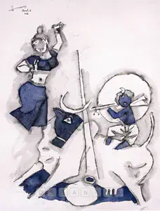 Husain, M.F. (Artist). Krishna With Gopis, 2006 | Painting