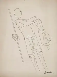Husain, M.F. (Artist). Untitled (Gandhi), c.1990s | Drawing
