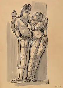 Hore, Somnath (Artist). Untitled (Khajuraho), 1955 | Drawing