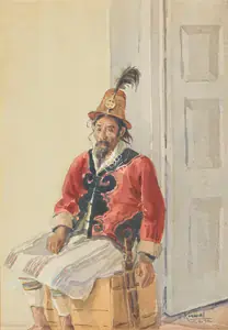 Krishna, Kanwal (Artist). Portrait of a Lepcha orderly, 1939 | Painting