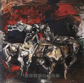 Husain, M.F. (Artist). Three Horses, 1964 | Painting