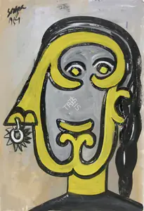 Souza, F.N. (Artist). Untitled (Woman in Profile with Nose Ring), 1951 | Painting