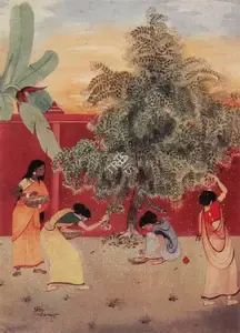 Chatterjee, Sanat (Artist). Picking Flowers, 1959 | Painting