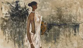 Prabha, B. (Artist). Untitled (Fisherwoman), 1962 | Painting
