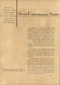 B., B. (Essayist). Seven Contemporary Artists - Manishi Dey. In <i>Marg.</i> 5(1), pp. 34-35. Bombay: Modern Artists and Architects Research Group, July 1951 | Essay | FineArts | 00668796