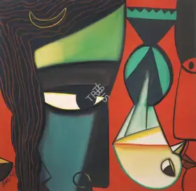 Maity, Paresh (Artist). Face in Green, 2004 | Painting