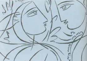 Keyt, George (Artist). Radha And Krishna, 1960 | Drawing