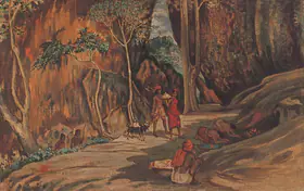 Chakravorty, Ramendranath (Artist). Worshippers, early 1940s | Painting